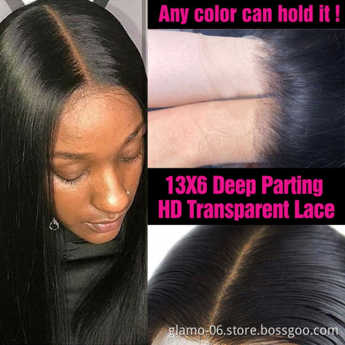 FREE Ship 13X4 water wave wig Glueless hd lace wig Vendor Unprocessed Brazilian pre plucked real human hair wig